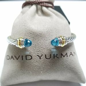 David Yurman Cable Classic w/ Blue Topaz & 14K